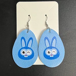 Handcrafted Easter/Spring Winking Bunny Dangle Earrings w/Sterling Silver Hooks
